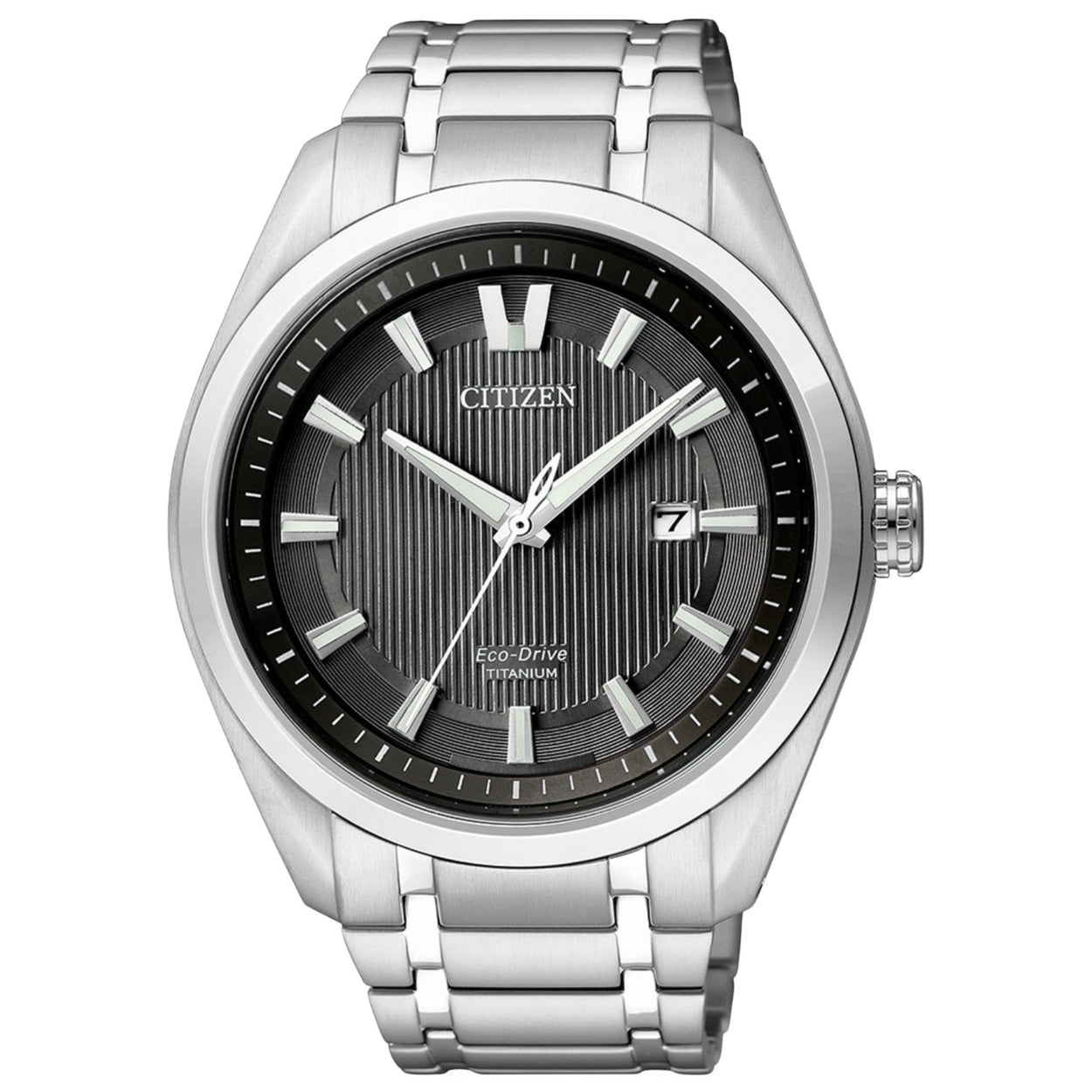 Citizen Super Titanium AW1240-57E analog herrklocka med svart urtavla och armband i titan