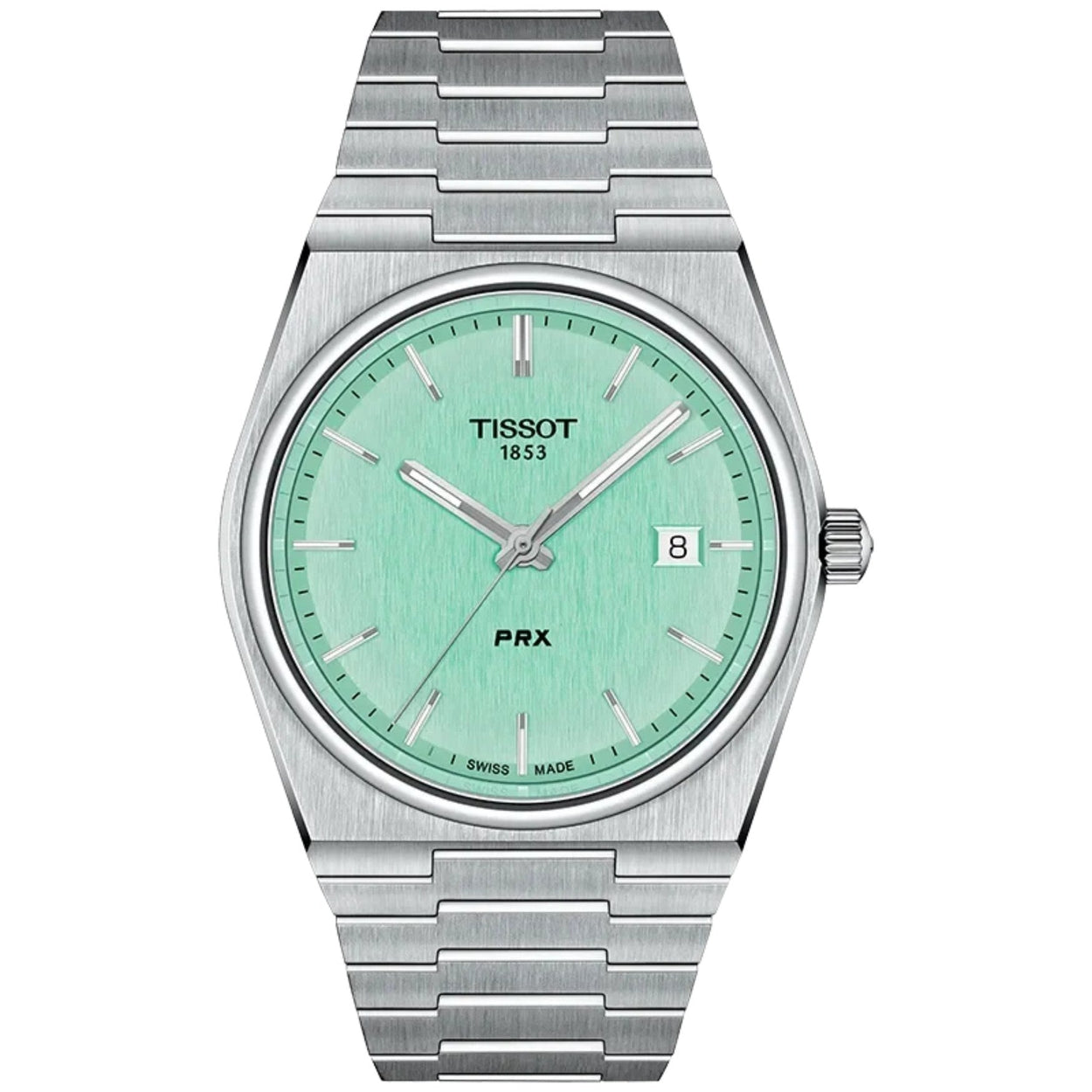 Tissot PRX T137.410.11.091.01 analog herrklocka med grön urtavla och armband i rostfritt stål