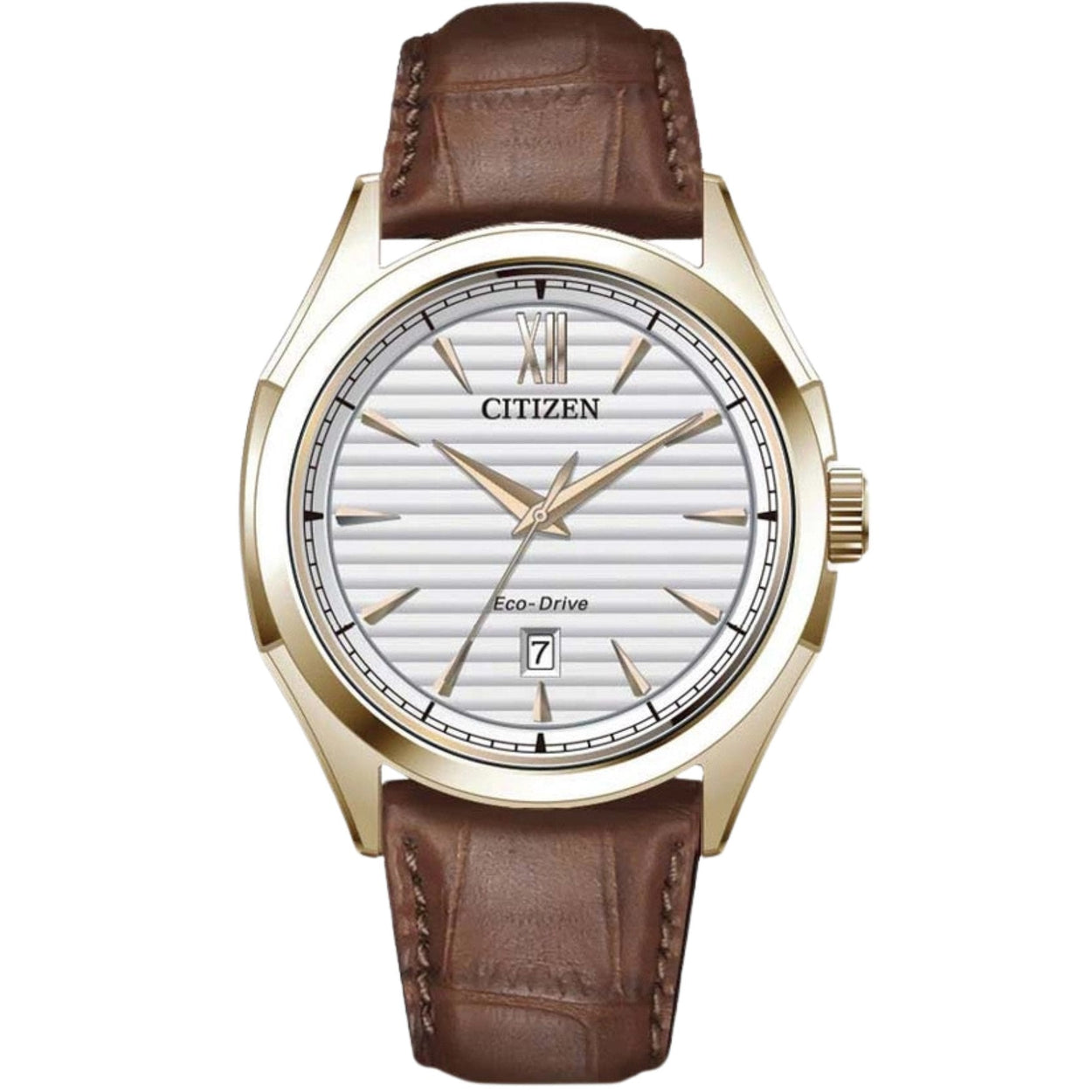 Citizen Classic Eco-Drive AW1753-10A analog herrklocka med silver urtavla och armband i läder
