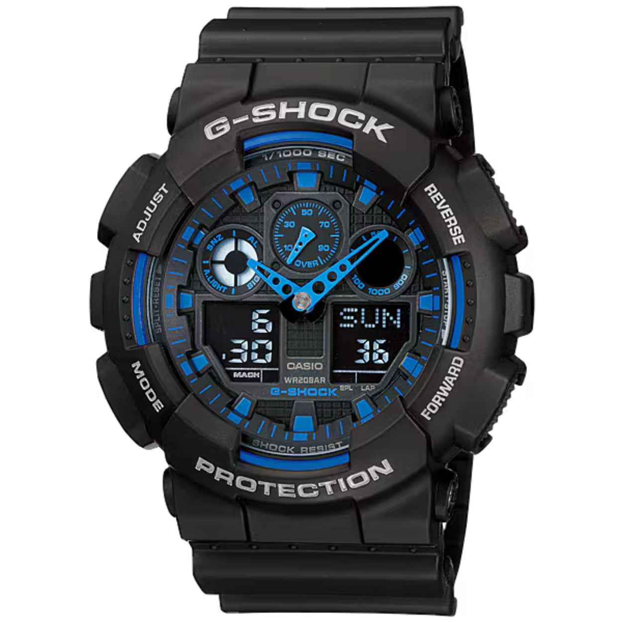 Casio G-Shock GA-100-1A2ER ana-digi herrklocka med svart urtavla och armband i resin