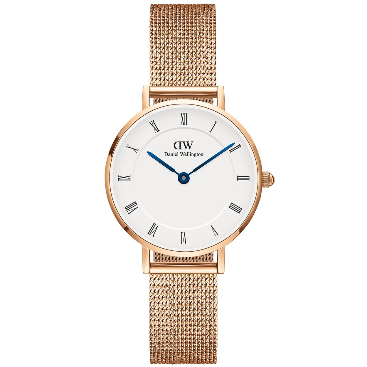Daniel Wellington Petite Roman Numerals DW00100681 analog damklocka med vit urtavla och armband i rostfritt stål