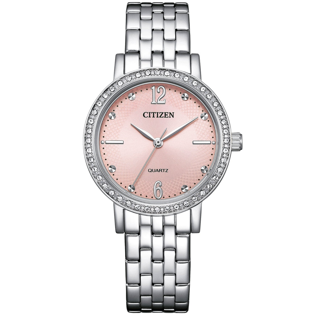 Citizen Dress Damklocka EL3100-55W analog damklocka med rosa urtavla och armband i rostfritt stål