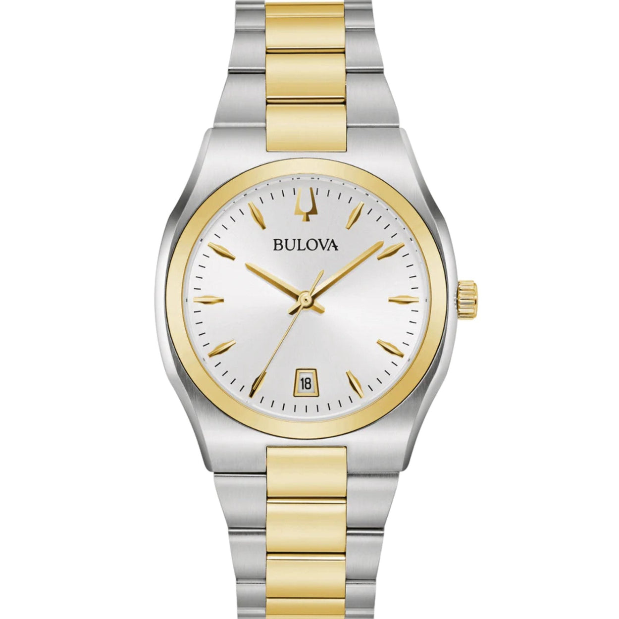 Bulova Surveyor 98M132 analog damklocka med vit urtavla och armband i rostfritt stål