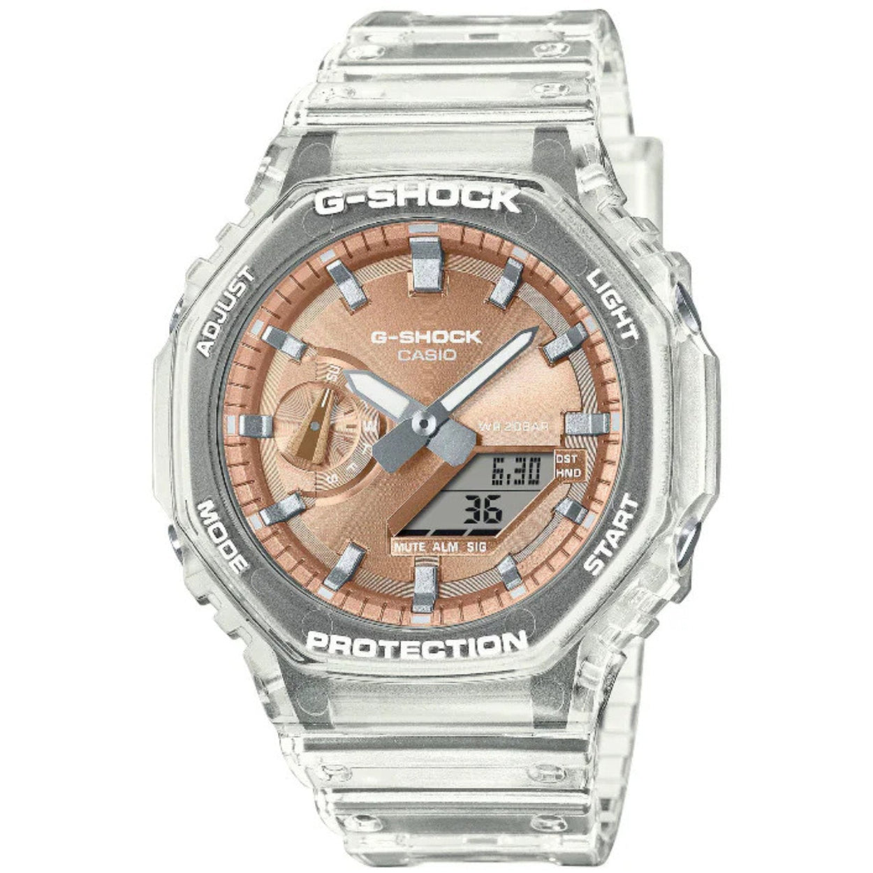 Casio G-Shock GA-2100BM-7A5ER analog herrklocka med roséguld urtavla och armband i resin