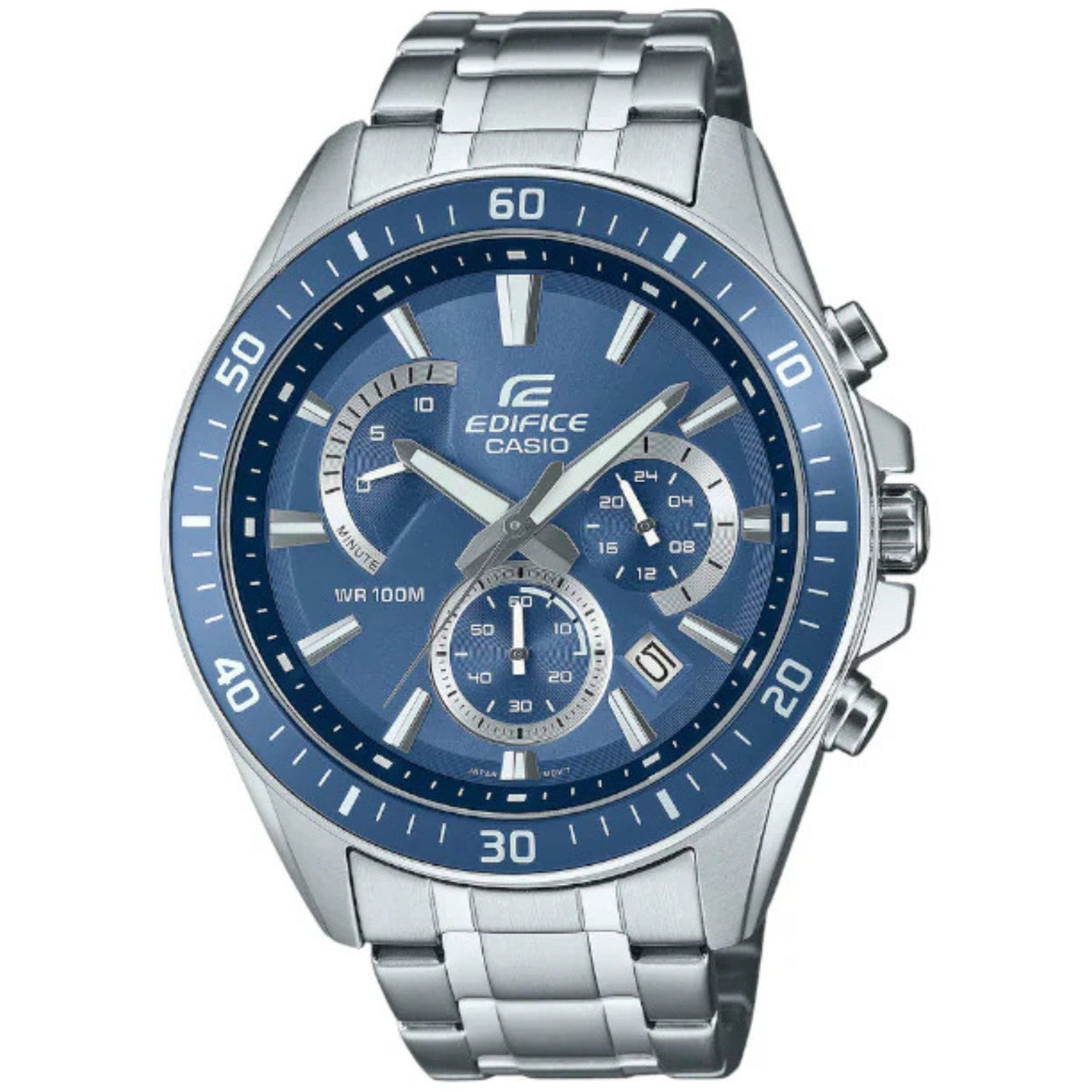 Casio Edifice EFR-552D-2AVUEF analog herrklocka med blå urtavla och armband i rostfritt stål