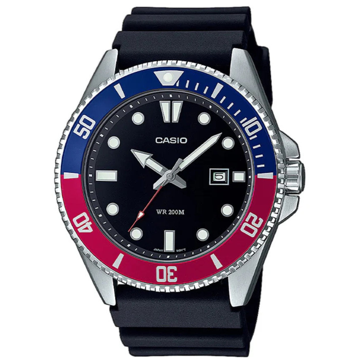Casio Timeless MDV-107-1A3VEF analog herrklocka med svart urtavla och armband i resin
