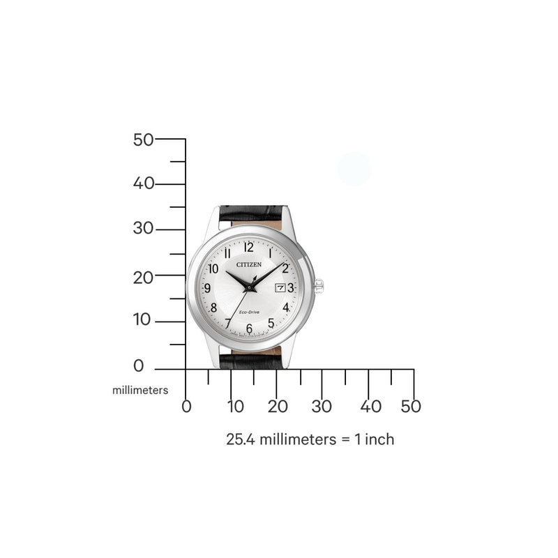 Citizen Eco-Drive FE1081-08A analog damklocka med vit urtavla och armband i läder
