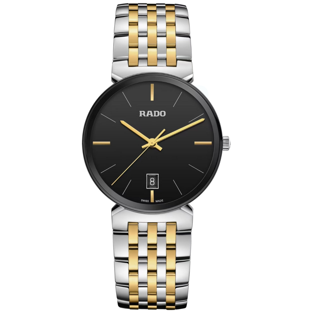 Rado Florence R48912153 analog herrklocka med svart urtavla och armband i rostfritt stål