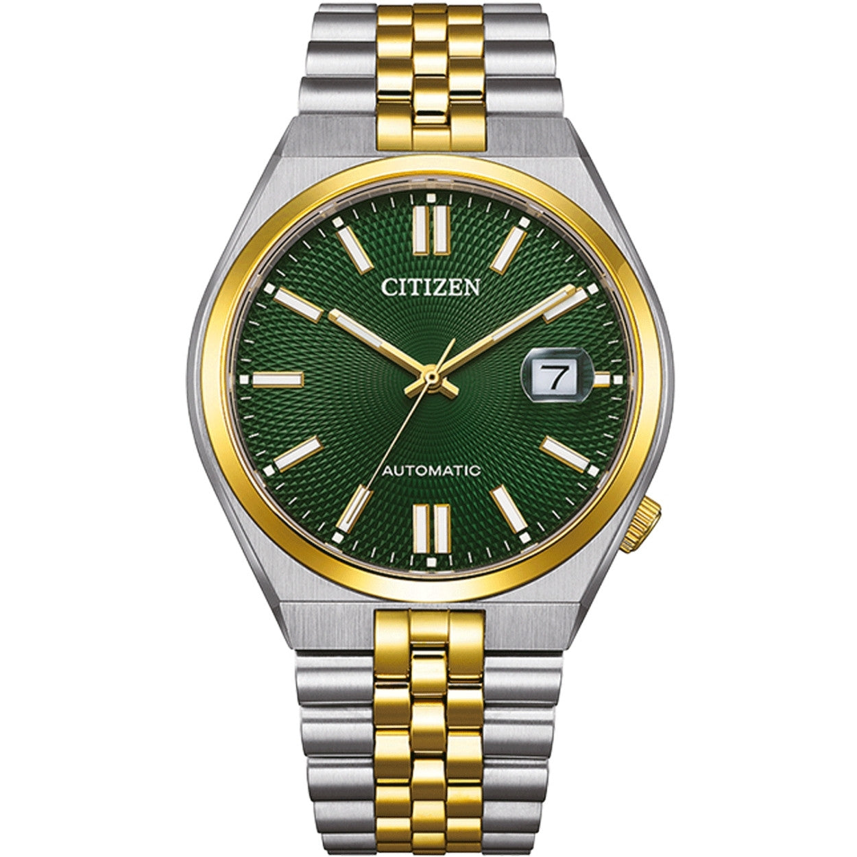 Citizen Tsuyosa 60 Automatic NK0024-54X analog unisexklocka med grön urtavla och armband i rostfritt stål