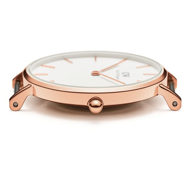 Daniel Wellington Classic Petite Damklocka DW00100163 analog damklocka med vit urtavla och armband i rostfritt stål