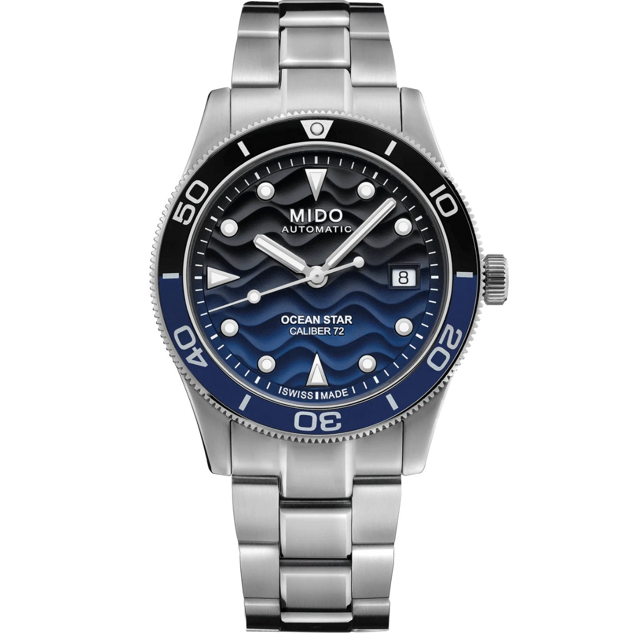 Mido Ocean Star M026.907.11.041.00 analog herrklocka med blå urtavla och armband i rostfritt stål