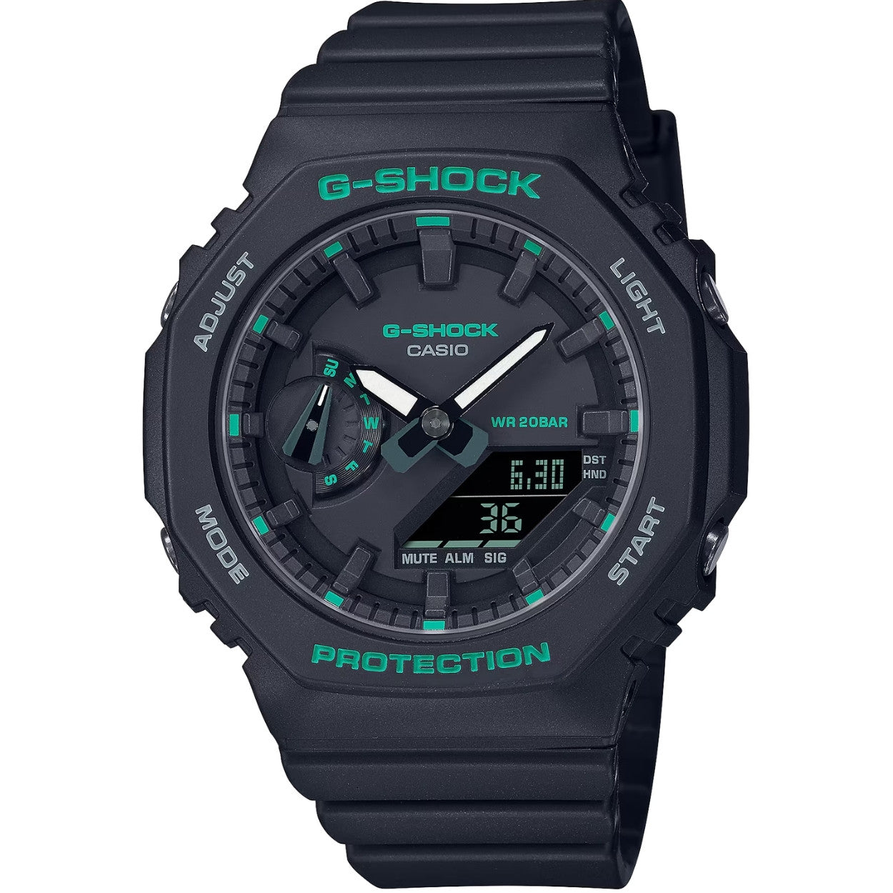 Casio G-Shock GMA-S2100GA-1AER analog unisexklocka med svart urtavla och armband i resin