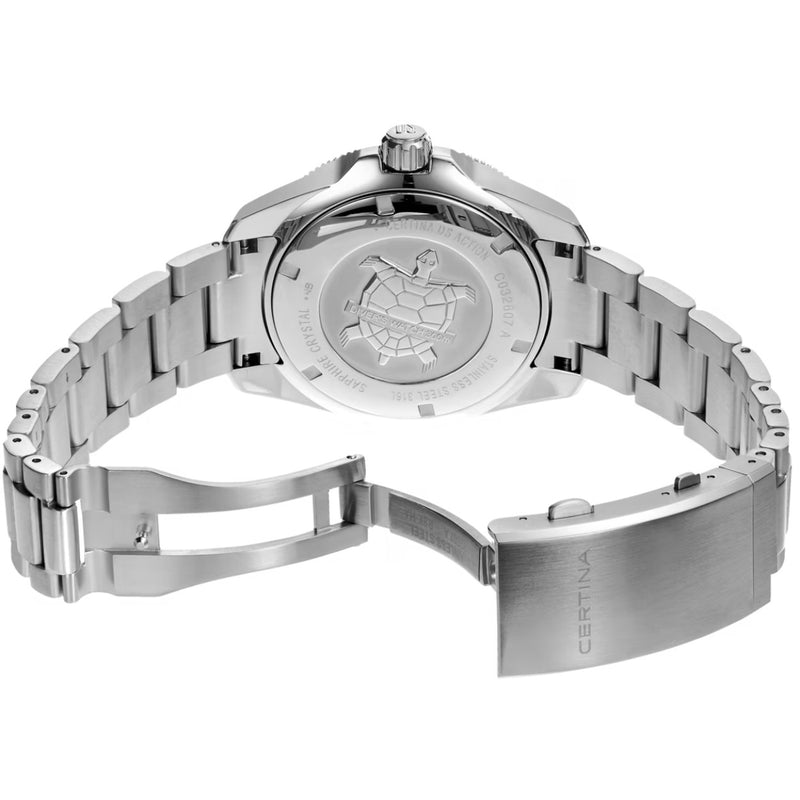 Certina DS Action Diver C032.607.11.091.00 analog herrklocka med grön urtavla och armband i rostfritt stål