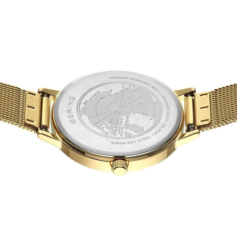 Bering Classic polished gold 13434-333 analog damklocka med guld urtavla och armband i rostfritt stål