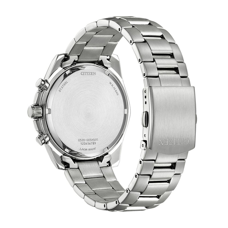 Citizen AQ Kronograf AN8201-57L analog herrklocka med blå urtavla och armband i rostfritt stål