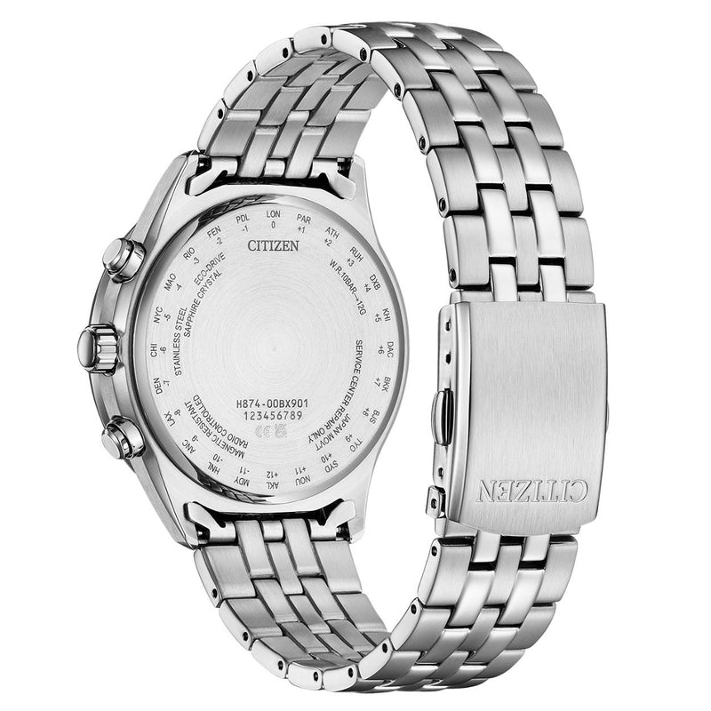 Citizen Moon phase BY1030-50L analog herrklocka med blå urtavla och armband i rostfritt stål