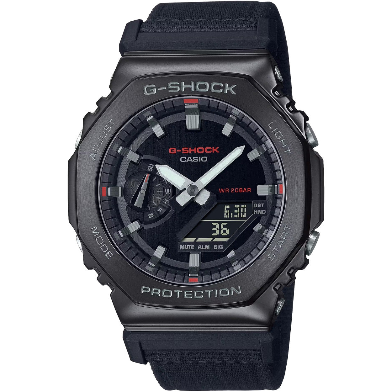 Casio G-Shock GM-2100CB-1AER ana-digi unisexklocka med svart urtavla och armband i textil