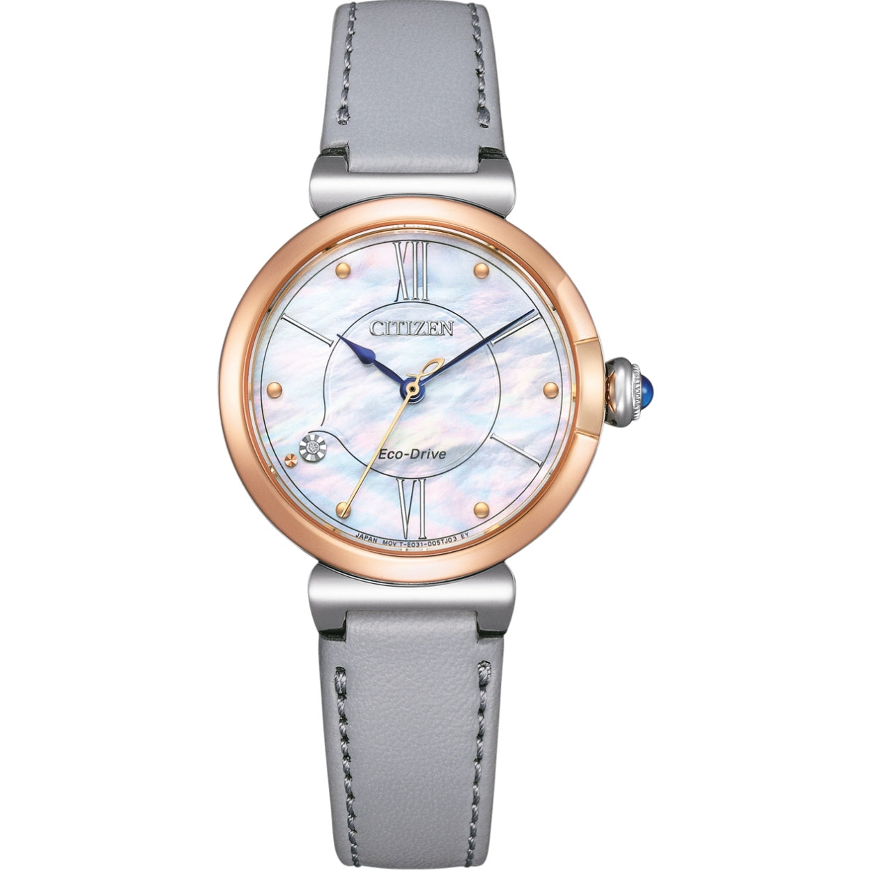 Citizen May bells EM1074-15D analog damklocka med pärlemor urtavla och armband i läder