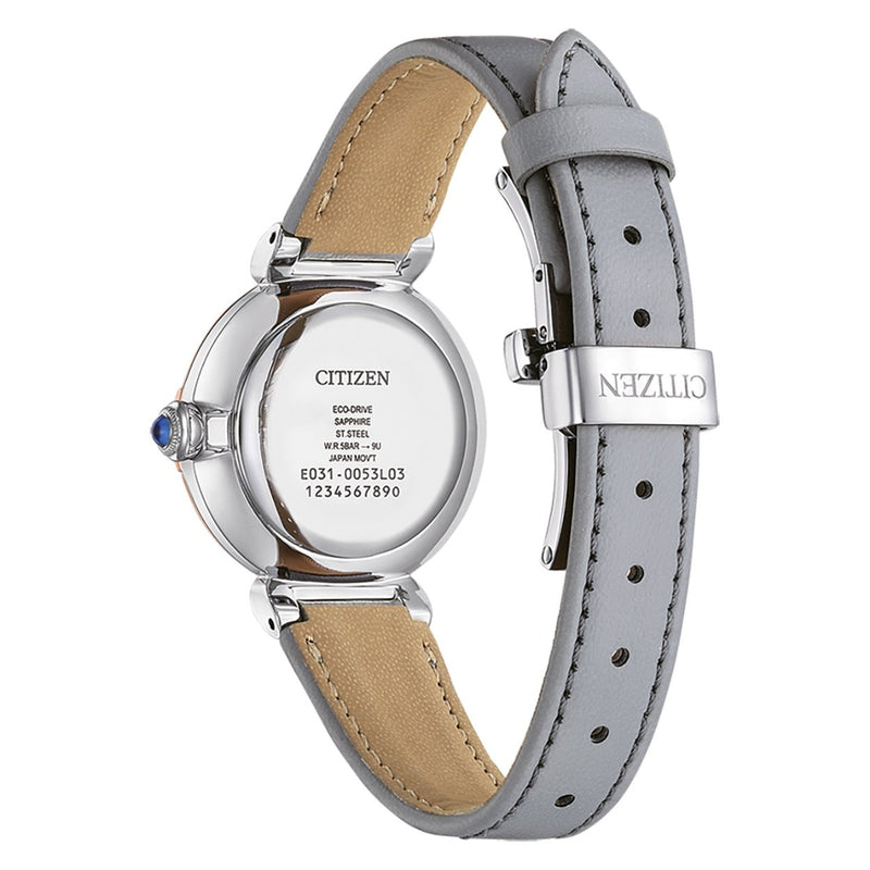 Citizen May bells EM1074-15D analog damklocka med pärlemor urtavla och armband i läder