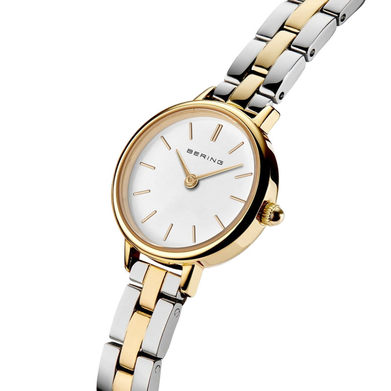 Bering Classic 11022-714 analog damklocka med vit urtavla och armband i rostfritt stål