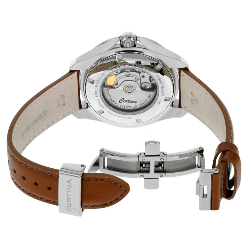 Certina DS Action Day Date Powermatic 80 C032.430.16.041.00 analog herrklocka med blå urtavla och armband i läder
