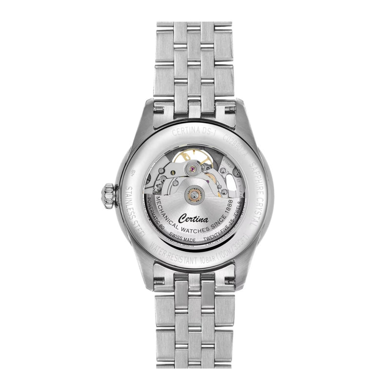 Certina DS-1 Skeleton C029.907.11.041.00 analog herrklocka med blå urtavla och armband i rostfritt stål