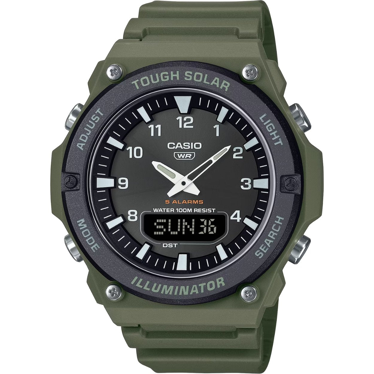 Casio Timeless AQ-S820W-3BVEF ana-digi herrklocka med svart urtavla och armband i resin