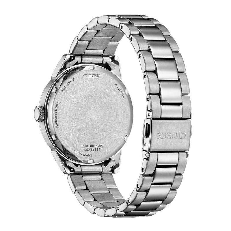 Citizen Eco-Drive AW0151-85EC analog herrklocka med svart urtavla och armband i rostfritt stål