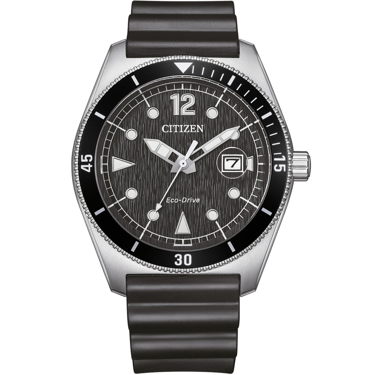 Citizen Core Collection Eco-Drive AW1889-00E analog herrklocka med svart urtavla och armband i gummi