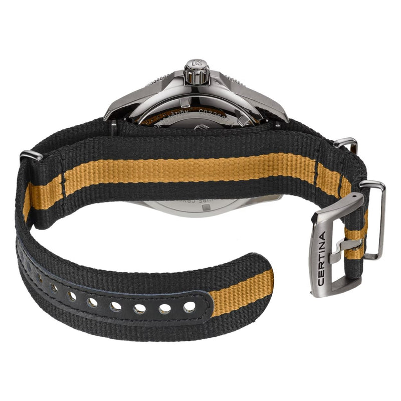 Certina DS Action Diver Powermatic 80 C032.607.48.051.00 analog herrklocka med flerfärgad urtavla och armband i textil