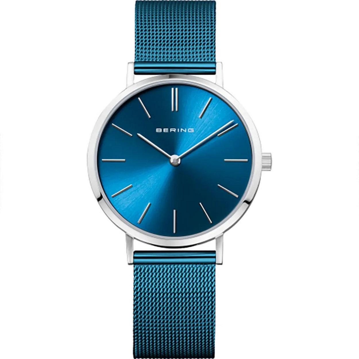 Bering Classic 14134-308 analog damklocka med blå urtavla och armband i rostfritt stål