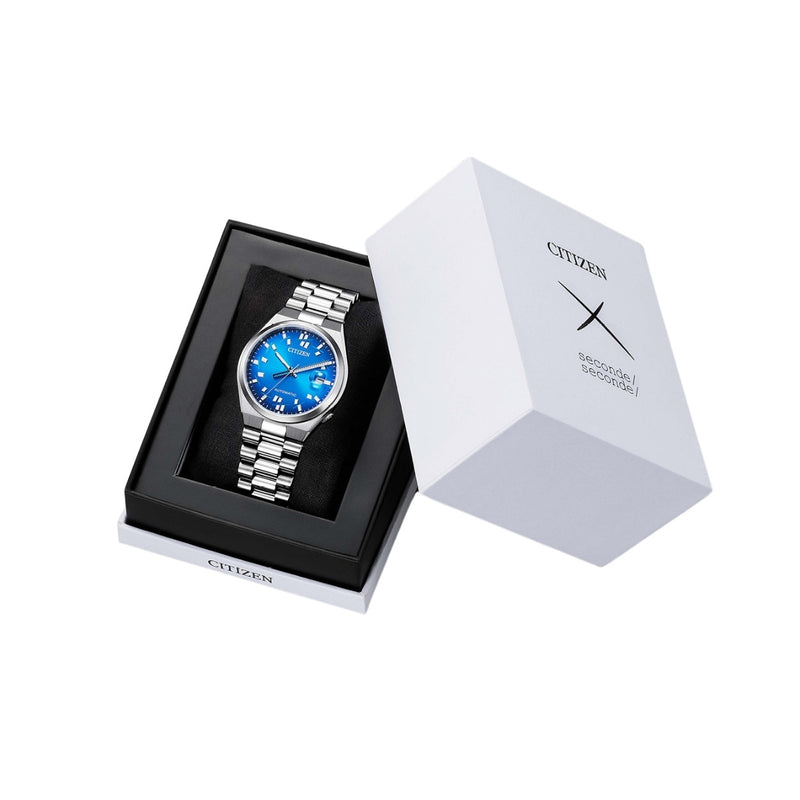 Citizen Tsuyosa NJ0157-81L analog herrklocka med blå urtavla och armband i rostfritt stål