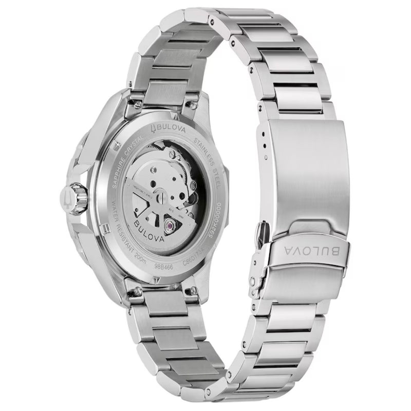 Bulova Marine Star 98B466 analog herrklocka med blå urtavla och armband i rostfritt stål