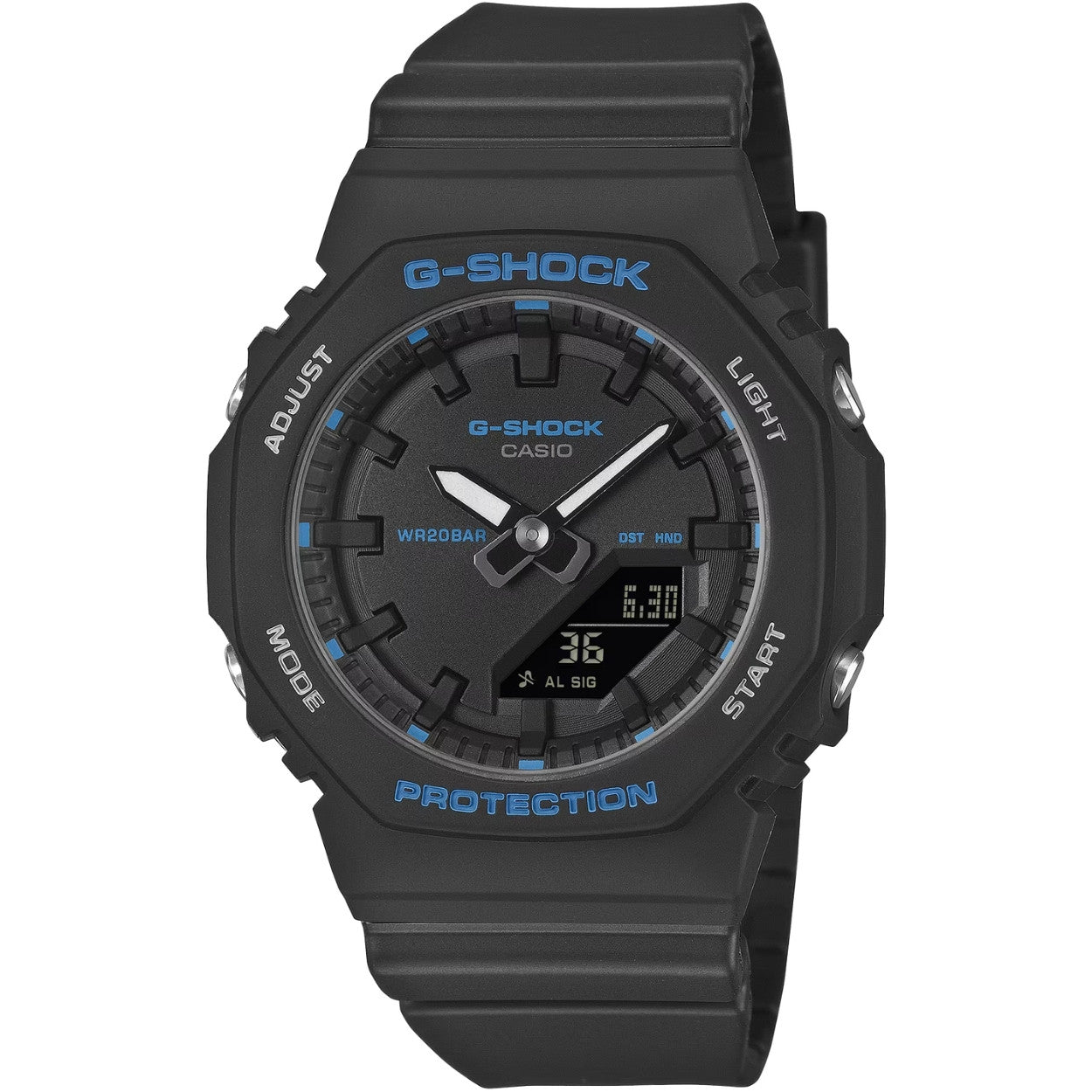 Casio G-Shock GMA-P2100BA-1AER analog unisexklocka med svart urtavla och armband i resin