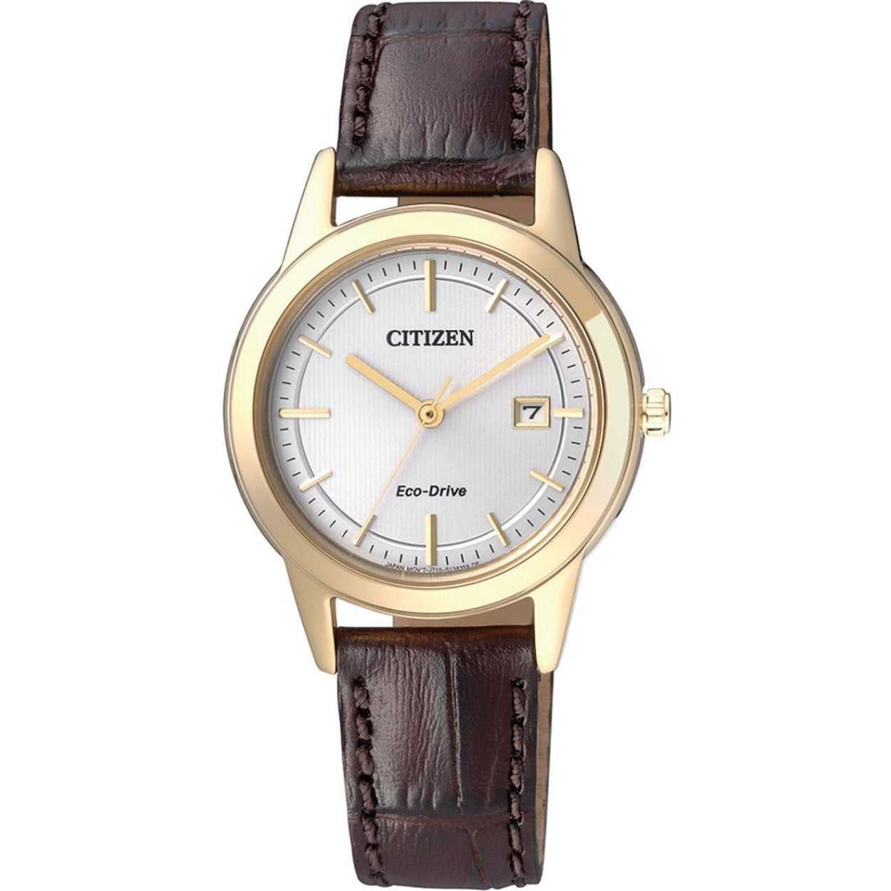 Citizen Eco-Drive FE1083-02A analog damklocka med silver urtavla och armband i läder