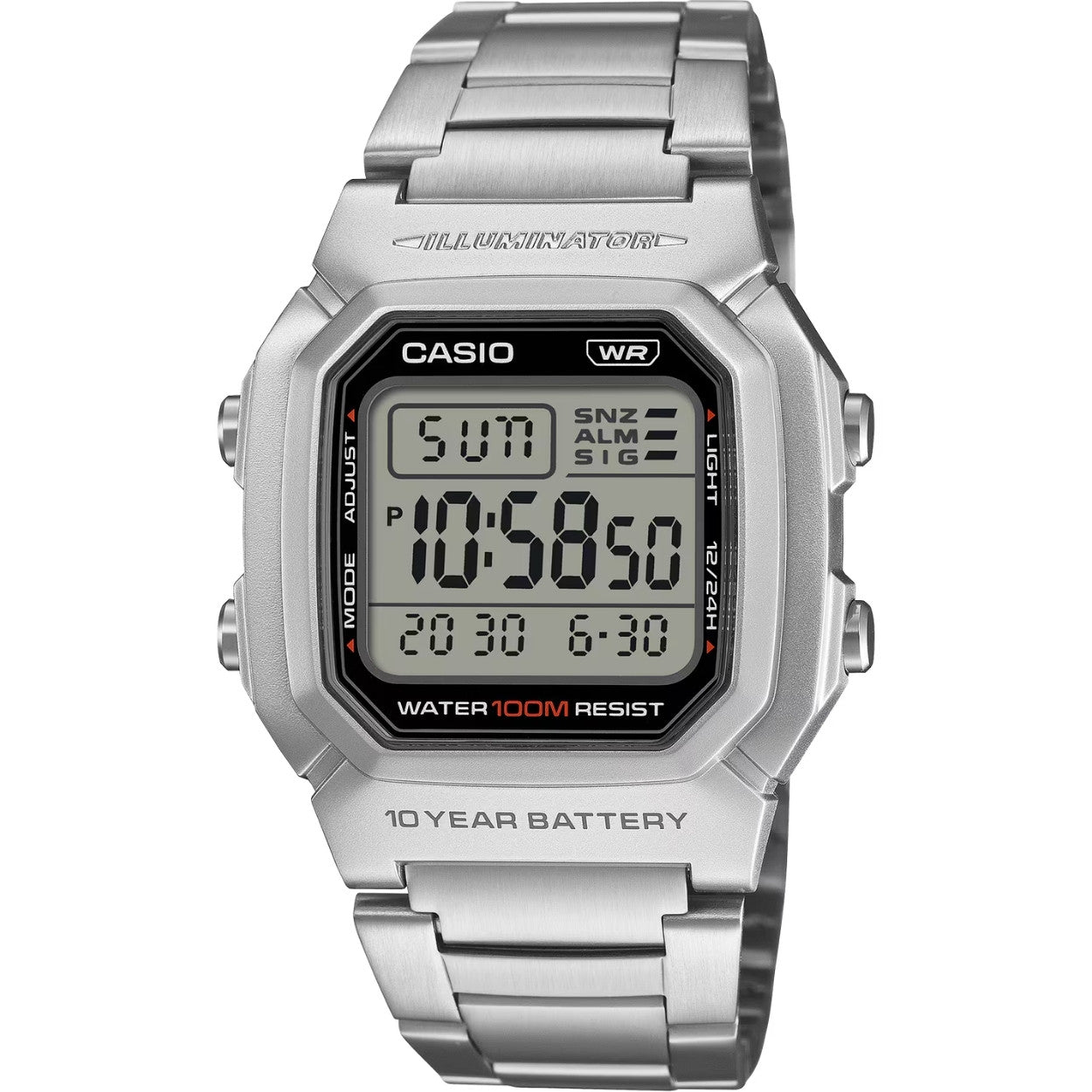 Casio Timeless W-800HD-1AVEF digital unisexklocka med svart urtavla och armband i rostfritt stål