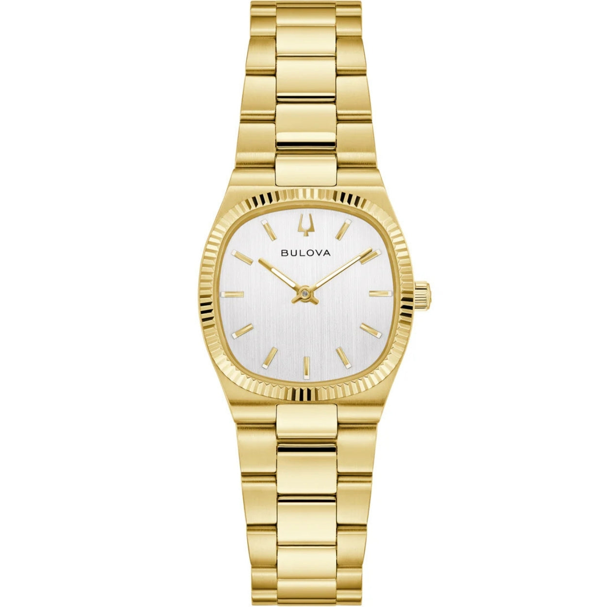 Bulova Super Seville 97L189 analog damklocka med vit urtavla och armband i rostfritt stål