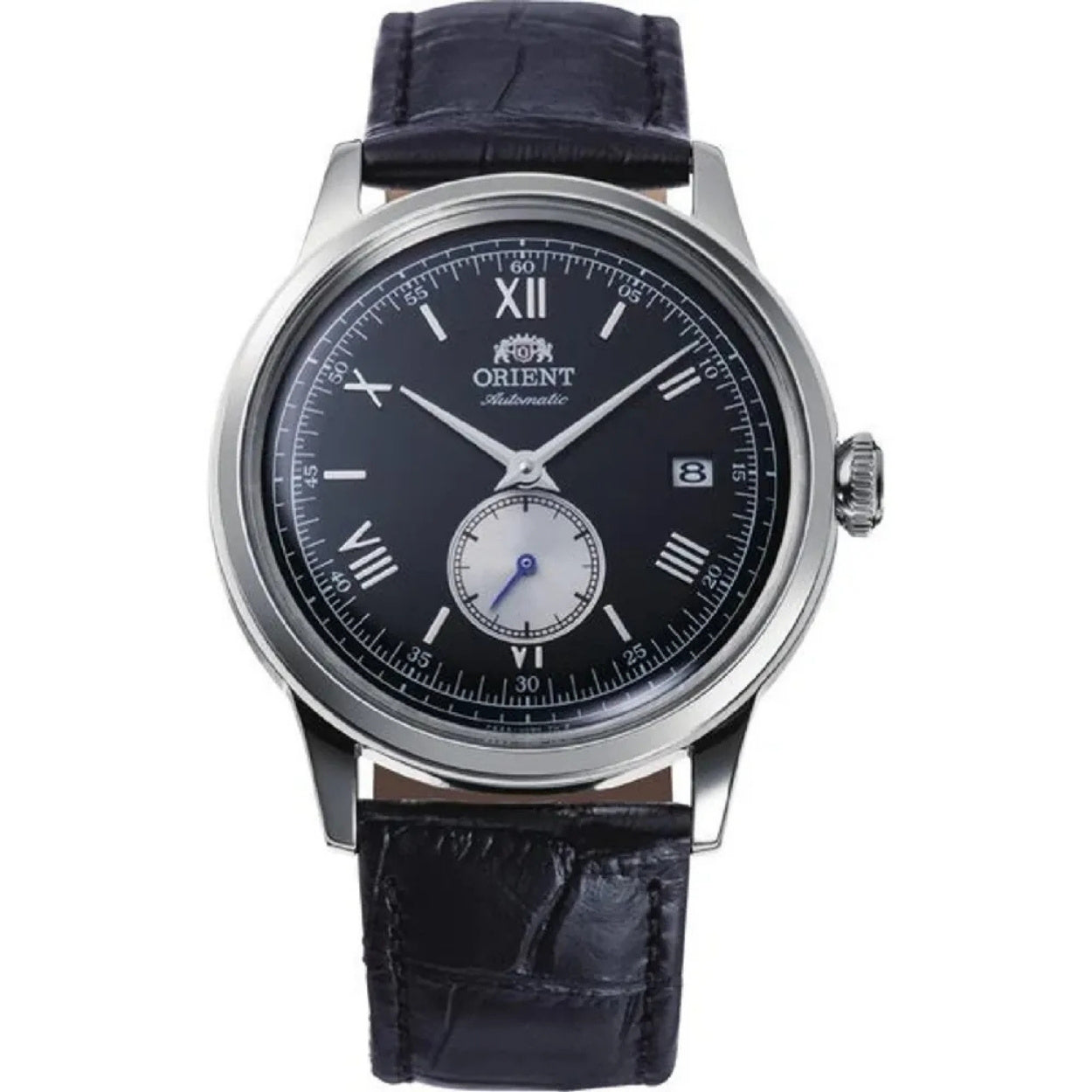 Orient Bambino RA-AP0101B30B analog herrklocka med svart urtavla och armband i läder