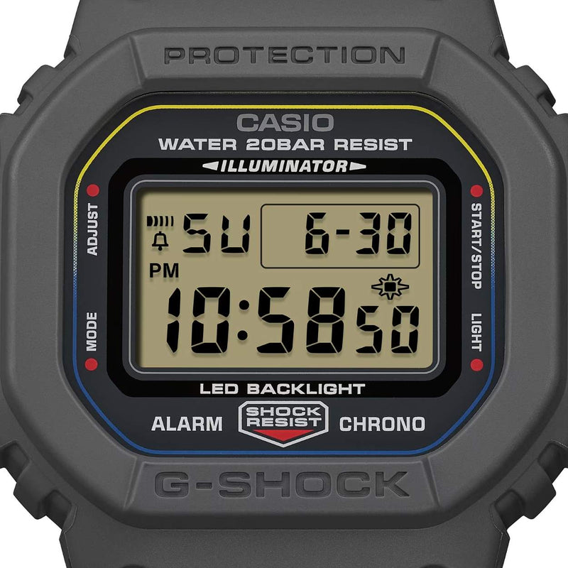 Casio G-Shock DW-5600MNC-8A2ER digital unisexklocka med svart urtavla och armband i textil