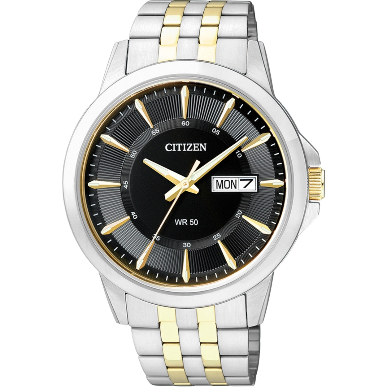 Citizen Classic BF2018-52EE analog herrklocka med svart urtavla och armband i rostfritt stål