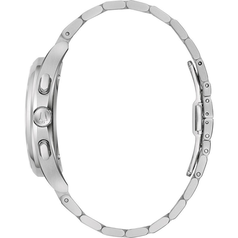 Bulova Curv 96A302 analog herrklocka med blå urtavla och armband i rostfritt stål