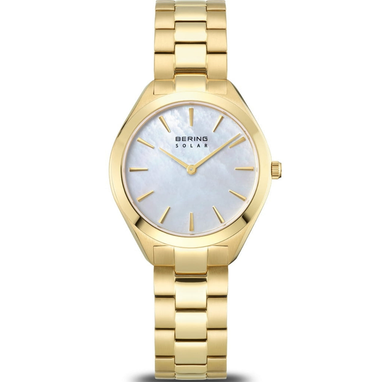 Bering Solar 17331-734 analog damklocka med vit urtavla och armband i rostfritt stål