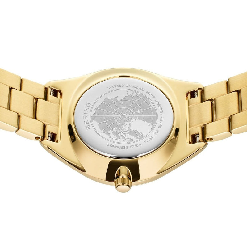 Bering Solar 17331-734 analog damklocka med vit urtavla och armband i rostfritt stål