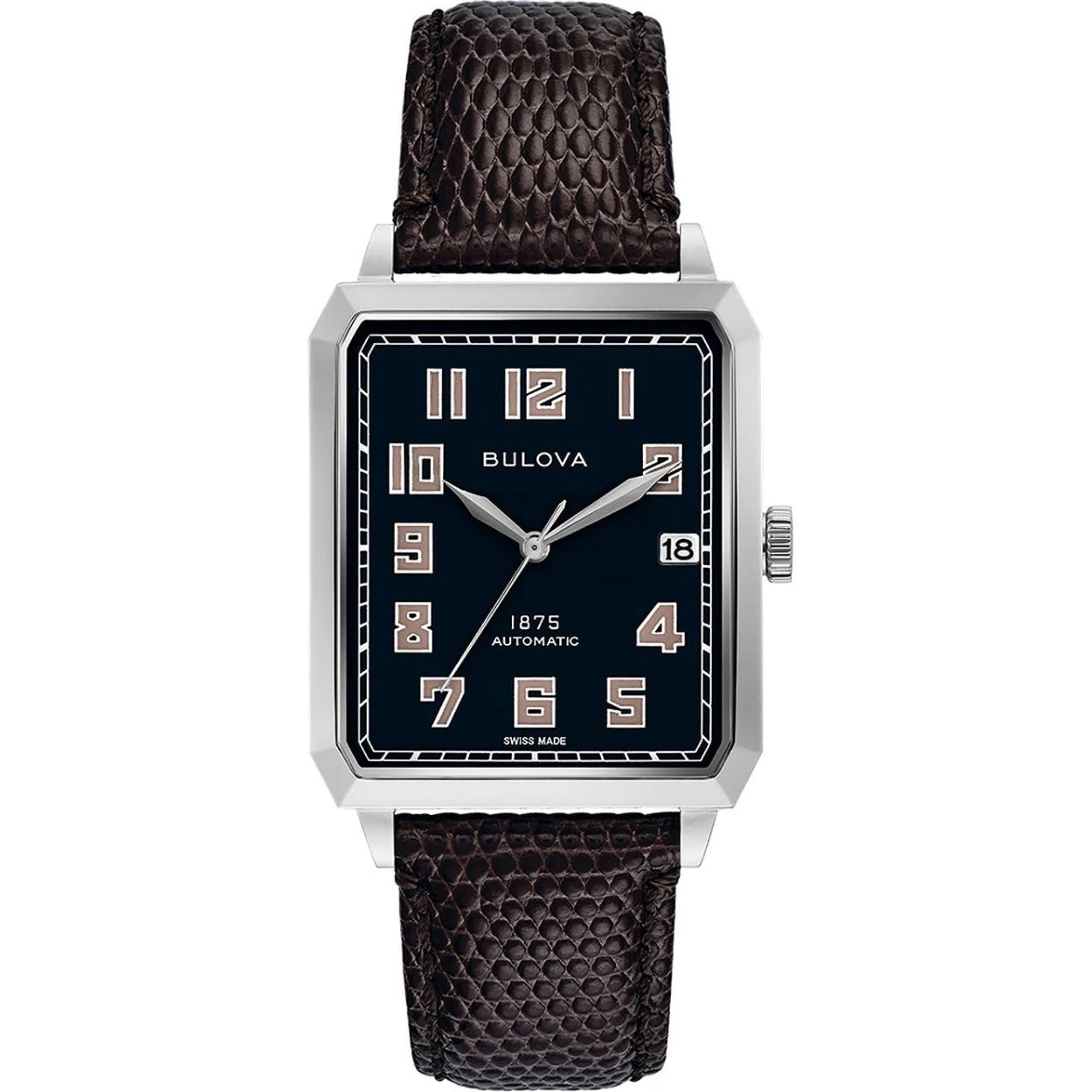 Bulova Classic 96B332 analog herrklocka med svart urtavla och armband i läder