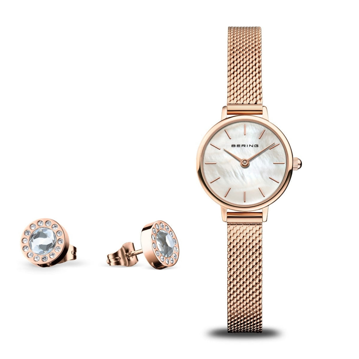 Bering Classic 11022-364-GWP analog damklocka med vit urtavla och armband i rostfritt stål