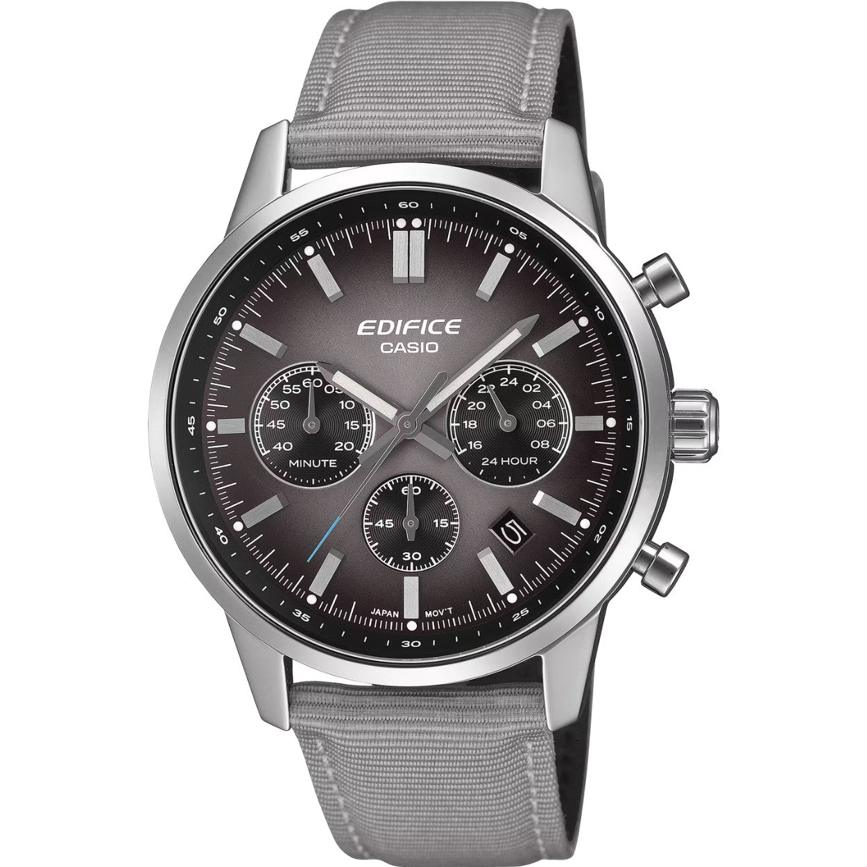 Casio Edifice EFR-575C-8AEF analog herrklocka med grå urtavla och armband i läder