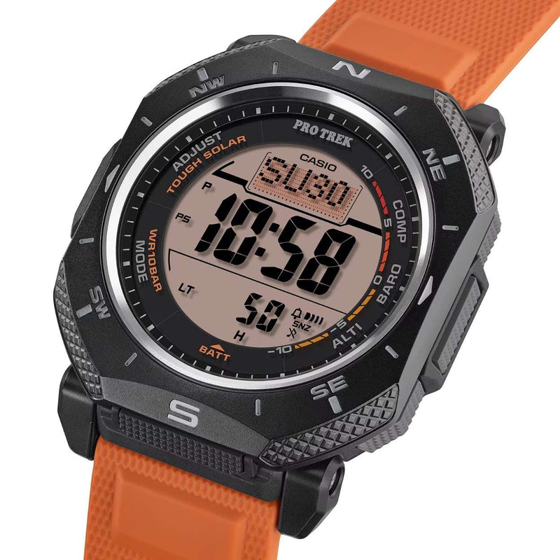 Casio Pro Trek PRG-69-4ER digital unisexklocka med orange urtavla och armband i resin