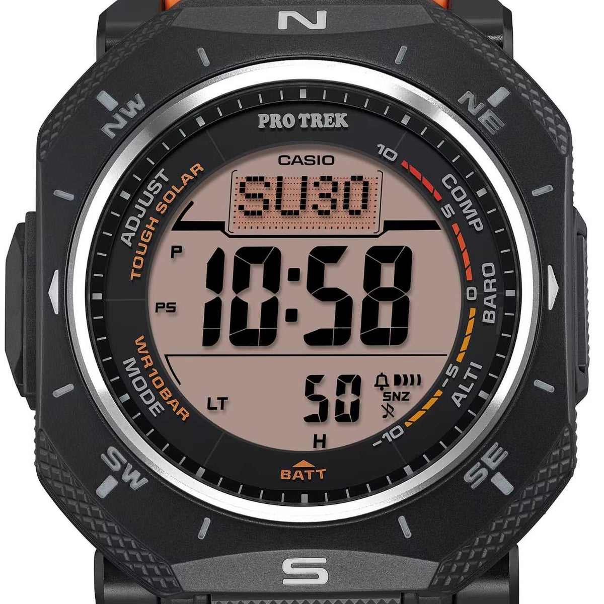 Casio Pro Trek PRG-69-4ER digital unisexklocka med orange urtavla och armband i resin