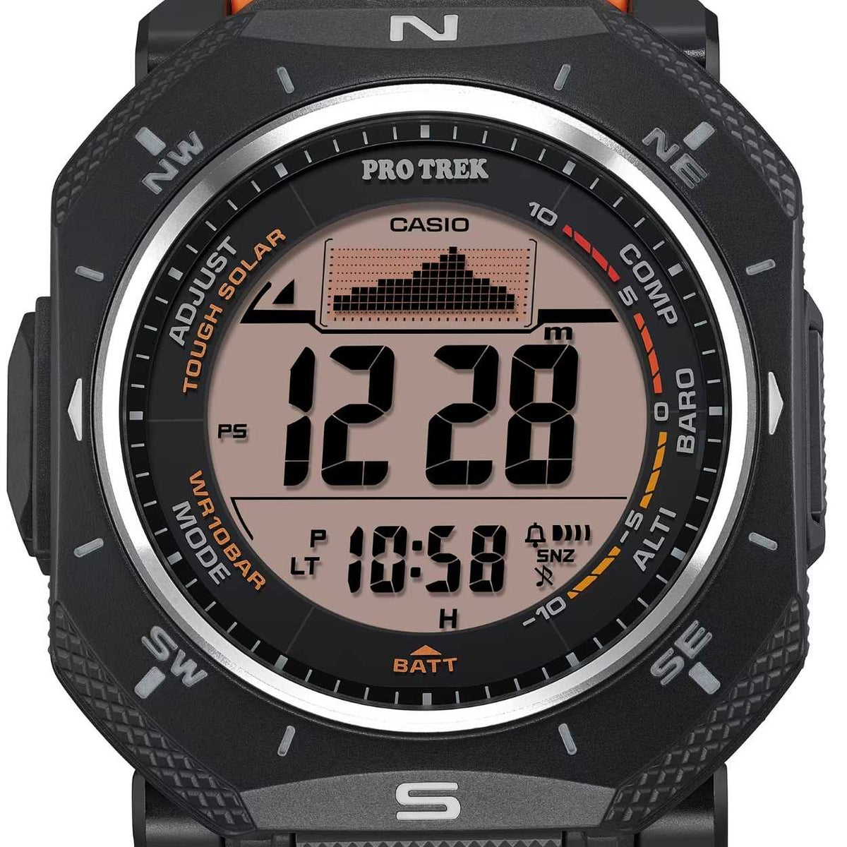 Casio Pro Trek PRG-69-4ER digital unisexklocka med orange urtavla och armband i resin