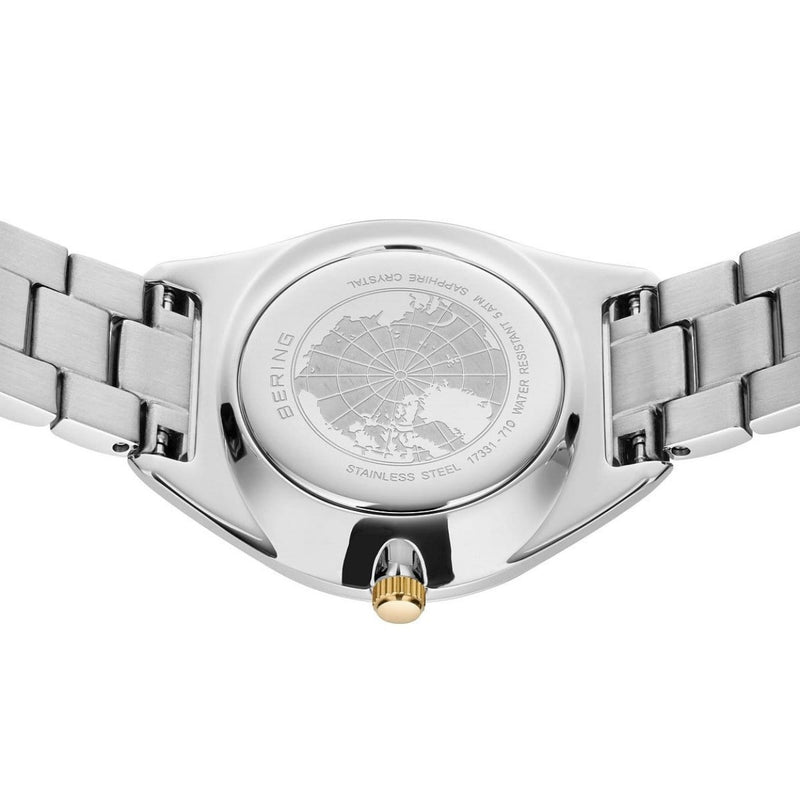 Bering Solar 17331-710 analog damklocka med vit urtavla och armband i rostfritt stål